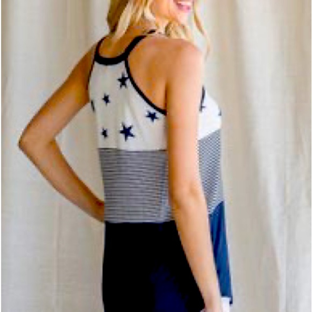 Stars and Stripes color block top